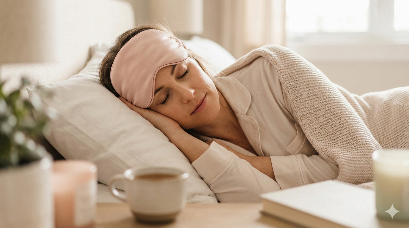 Soft Blush Satin Sleep Mask for Moms