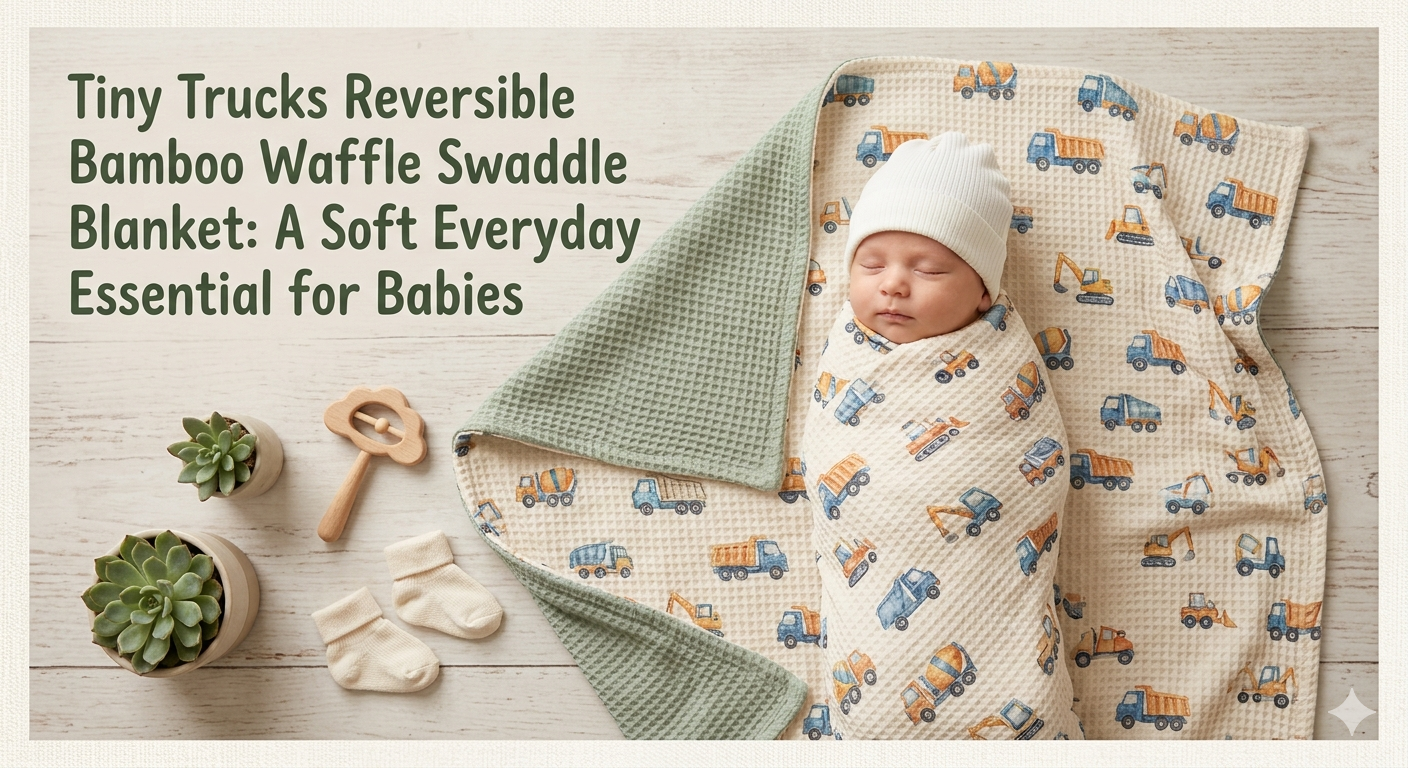 Tiny Trucks Reversible Bamboo Waffle Swaddle