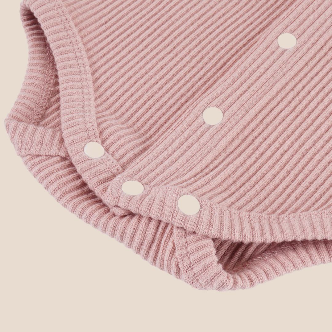 Cotton Knit Ribbed Baby Girl Romper