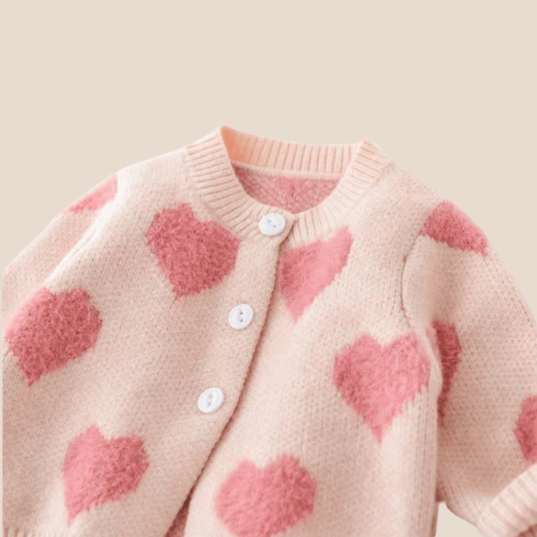 Cotton Craft baby apparel Blush Heart Knit Baby Girl Romper & Cardigan Set (0–6 Months) Personalized and custom baby gifts