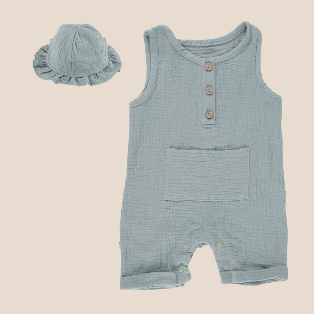 Cotton Craft baby apparel Cotton Jumpsuit with Matching Hat 0-3 Months Personalized and custom baby gifts