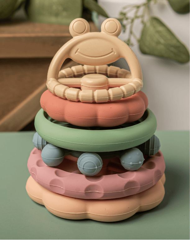 Cotton Craft Baby toy and teether Happy Froggie Silicone Teether & Stacker Set Personalized and custom baby gifts