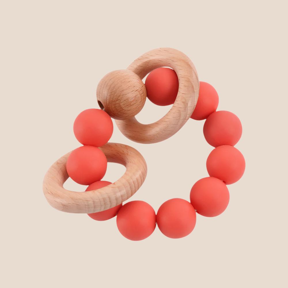 Natural Wooden and Silicone Baby Teether Ring