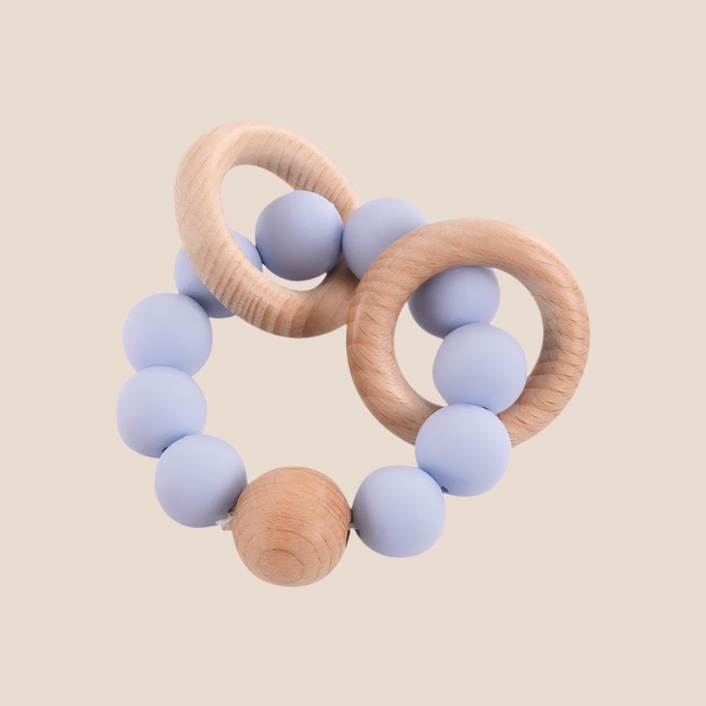 Natural Wooden and Silicone Baby Teether Ring