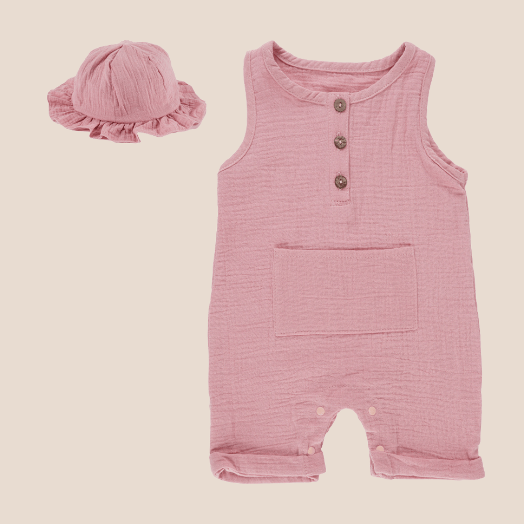 Cotton Craft baby apparel Cotton Jumpsuit with Matching Hat 0-3 Months Personalized and custom baby gifts