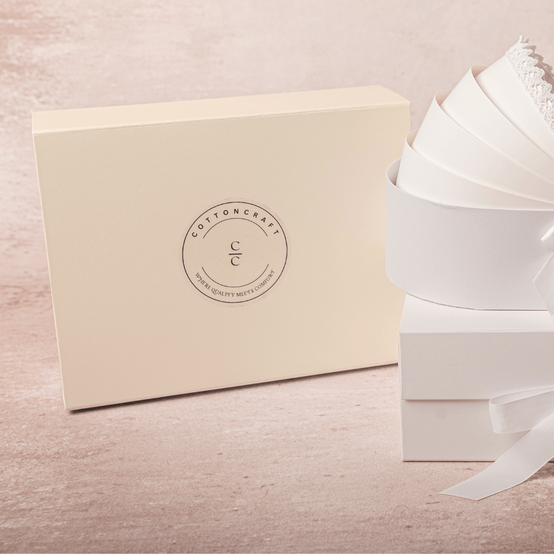 Cotton Craft baby gift box Luxe Beige Magnetic Gift Box with Ribbon Closure Personalized and custom baby gifts