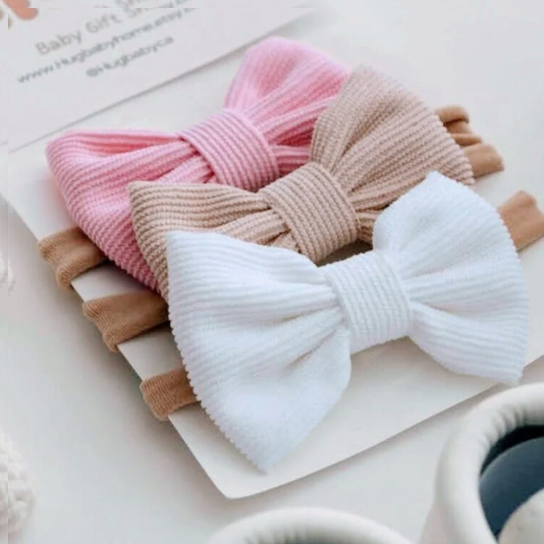 Corduroy Bow Baby Girl Head Bands Set