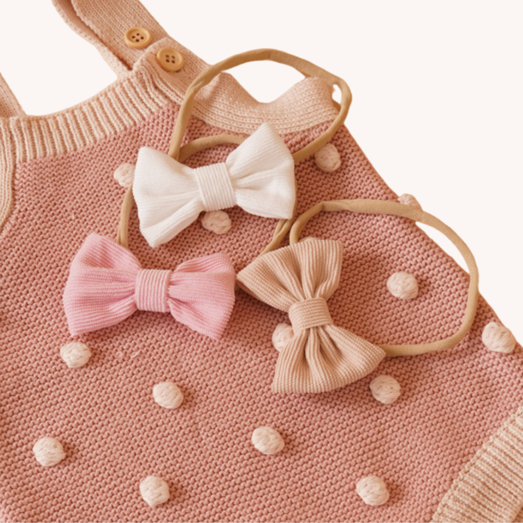 Corduroy Bow Baby Girl Head Bands Set