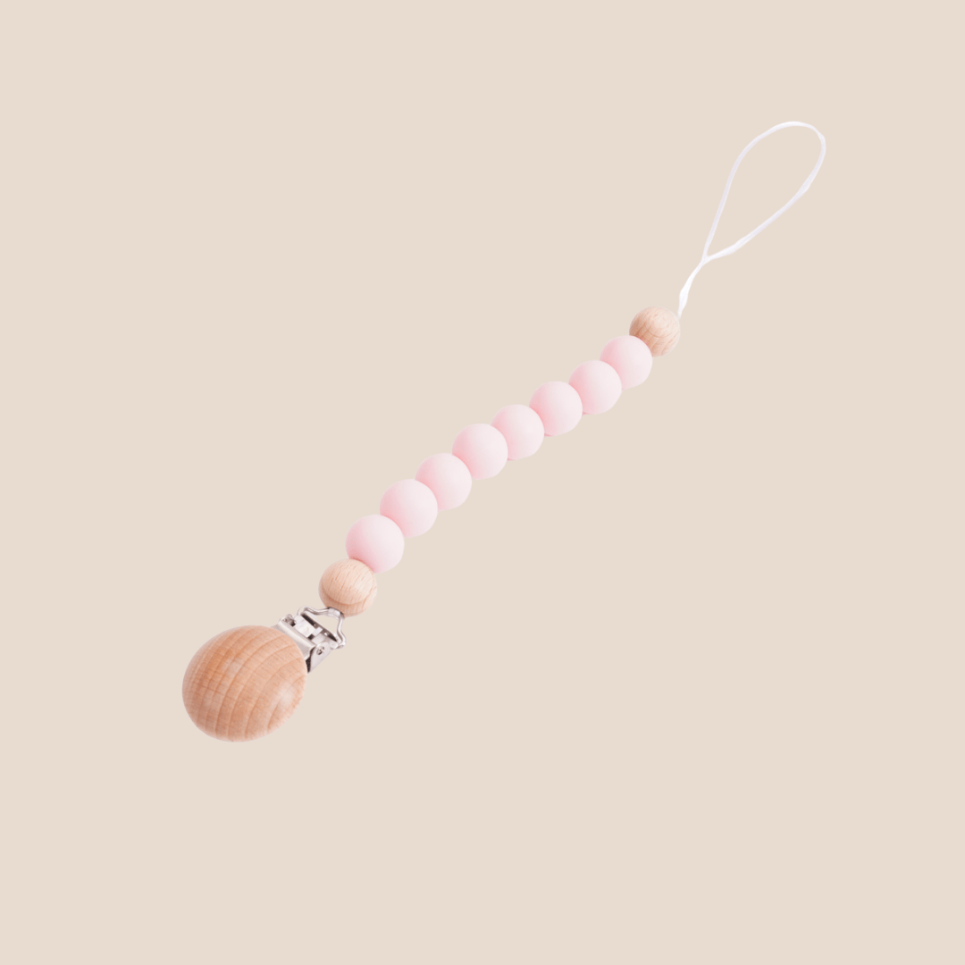 Cotton Craft pacifier clip Natural Wooden and Silicone Beaded Pacifier Clip Personalized and custom baby gifts