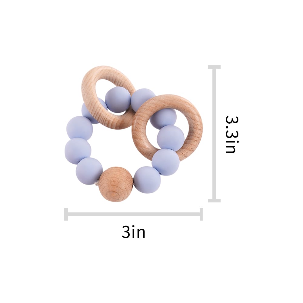 Cotton Craft Natural baby teether Natural Wooden and Silicone Baby Teether Ring Personalized and custom baby gifts