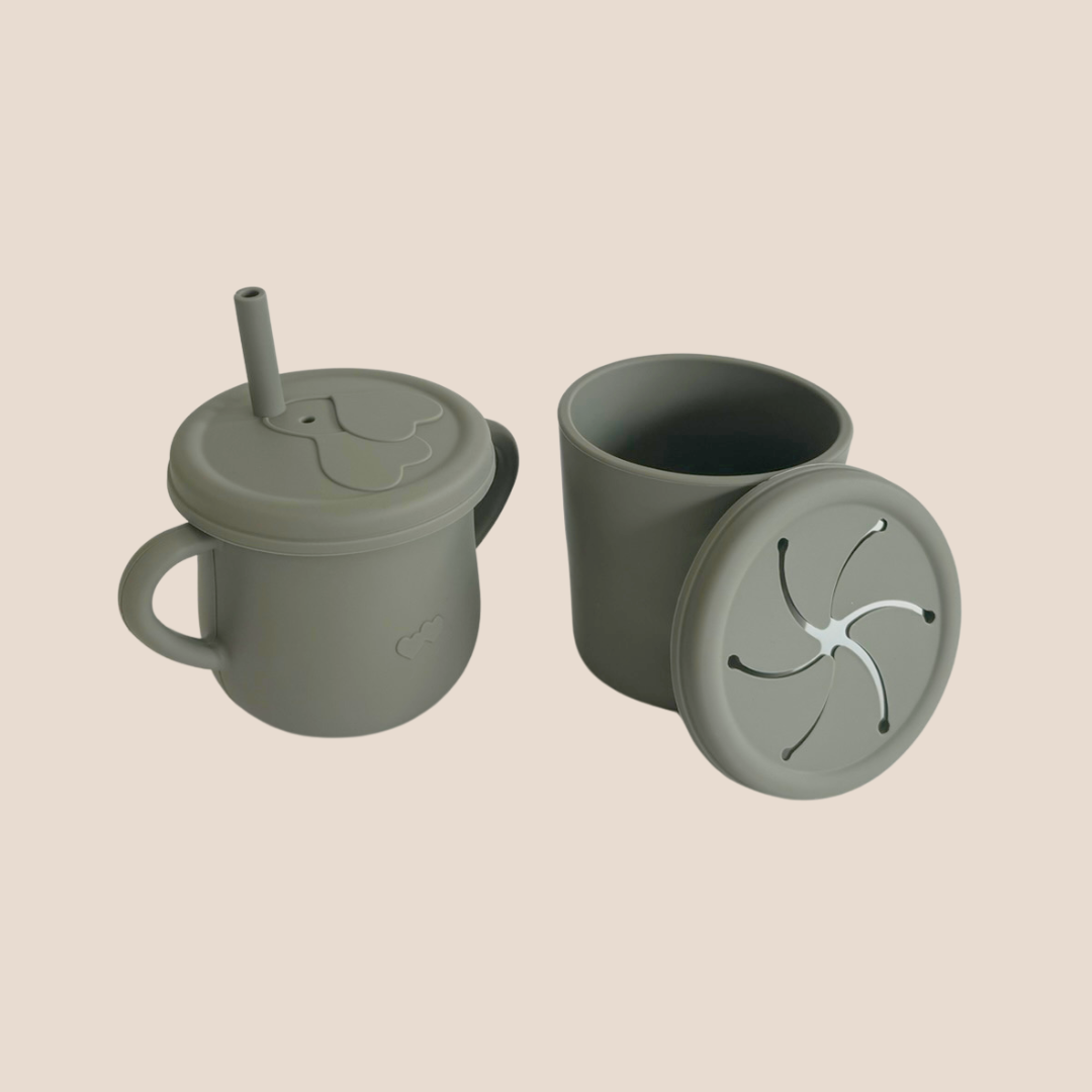 Snack & Sip Silicone Cup Set – Baby Safe & Spill-Free