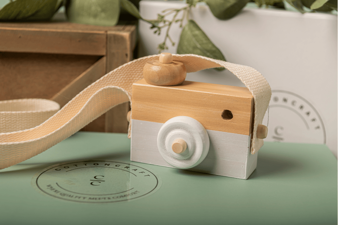 Cotton Craft Baby Toy Little Lens Wooden Baby Toy Camera Personalized and custom baby gifts