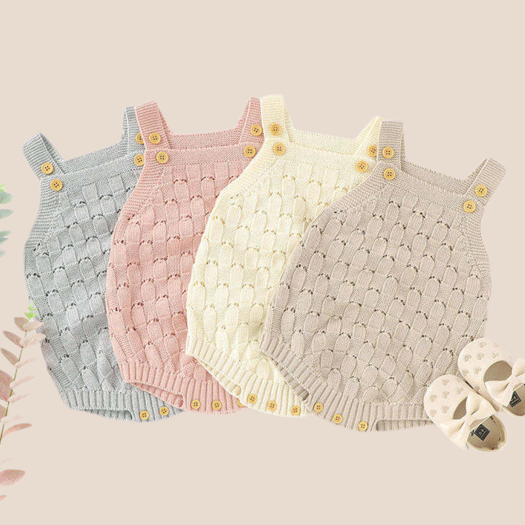 SnuggleKnit Baby Romper – Adjustable Cotton Knit One-Piece (0–6 Months)