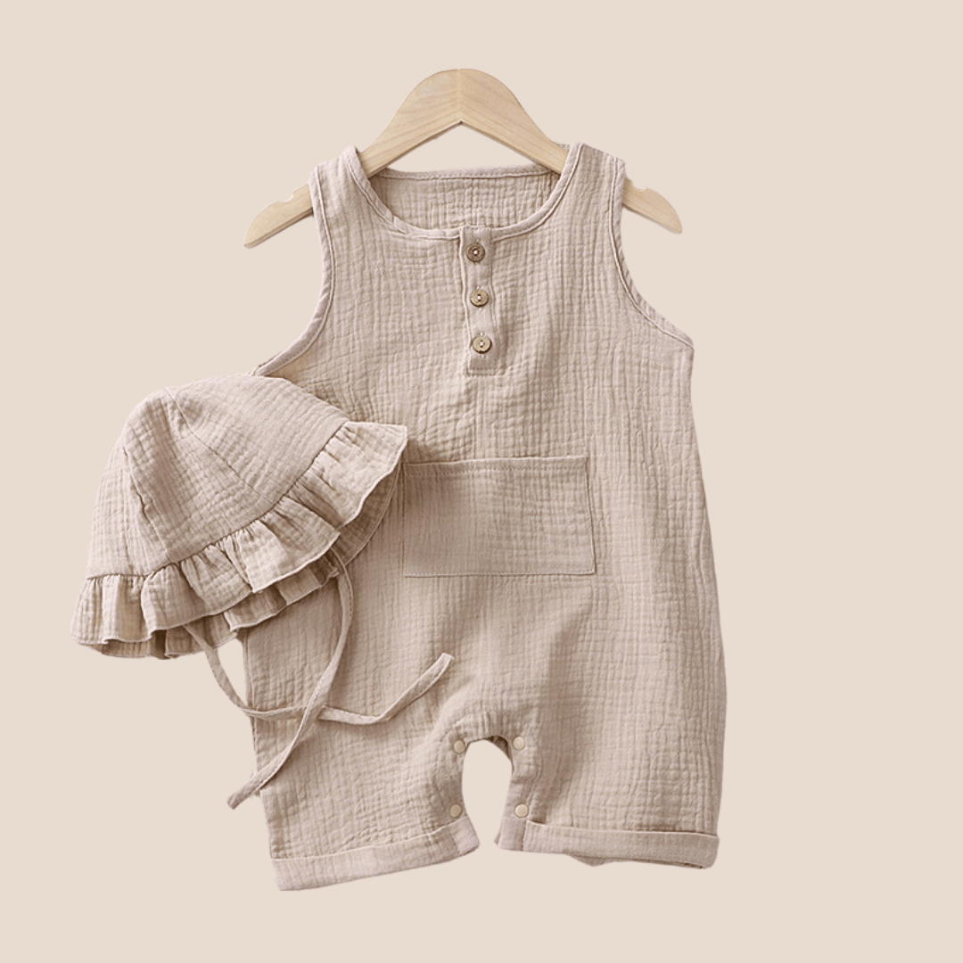 Cotton Craft baby apparel Cotton Jumpsuit with Matching Hat 0-3 Months Personalized and custom baby gifts
