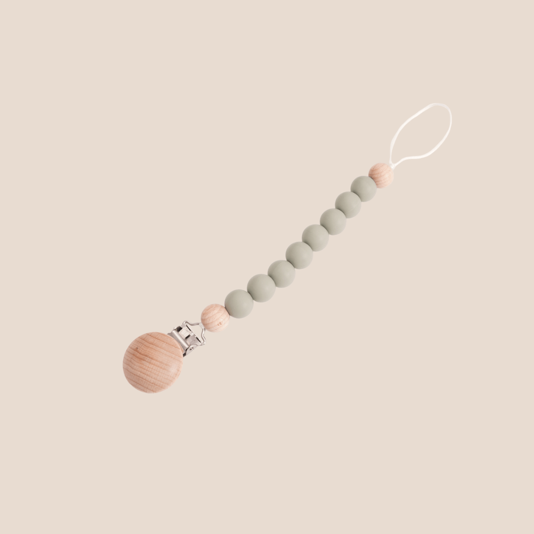 Cotton Craft pacifier clip Natural Wooden and Silicone Beaded Pacifier Clip Personalized and custom baby gifts
