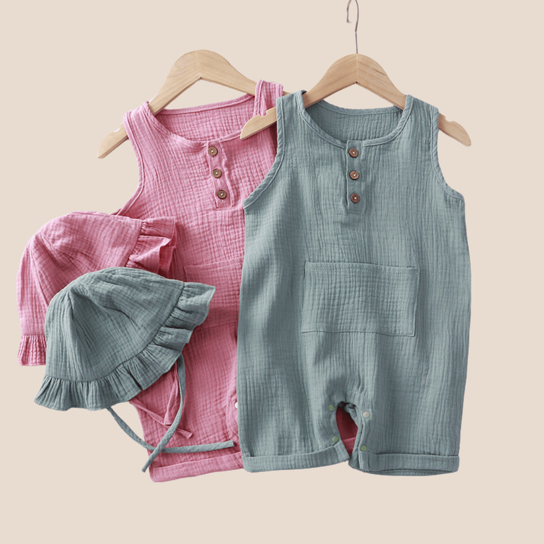 Cotton Craft baby apparel Cotton Jumpsuit with Matching Hat 0-3 Months Personalized and custom baby gifts