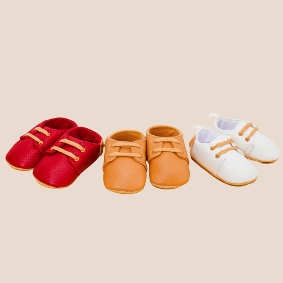 3 pairs of anti slip baby shoes front view