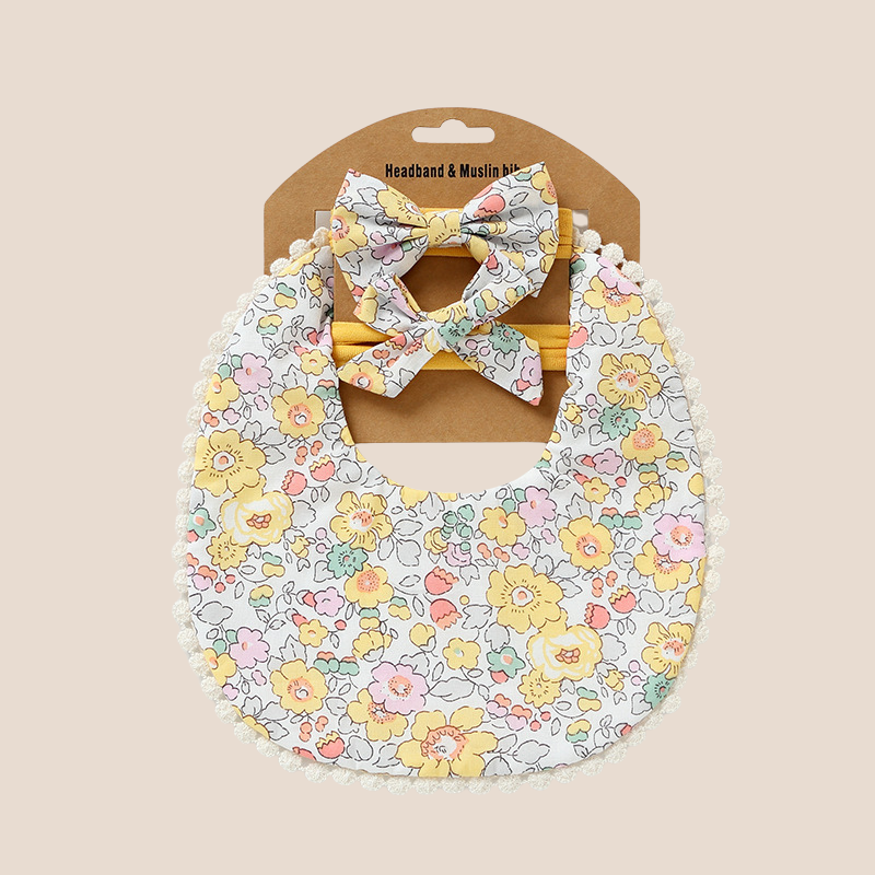 Florals Baby Bib and Headband Set