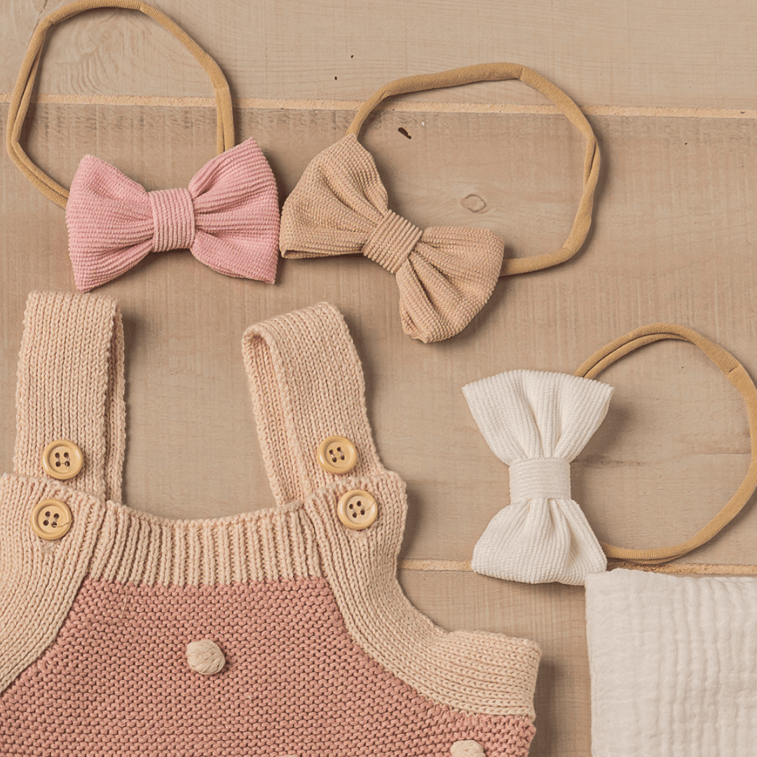 Cotton Craft Baby Girl Headbows Corduroy Bow Baby Girl Head Bands Set Personalized and custom baby gifts