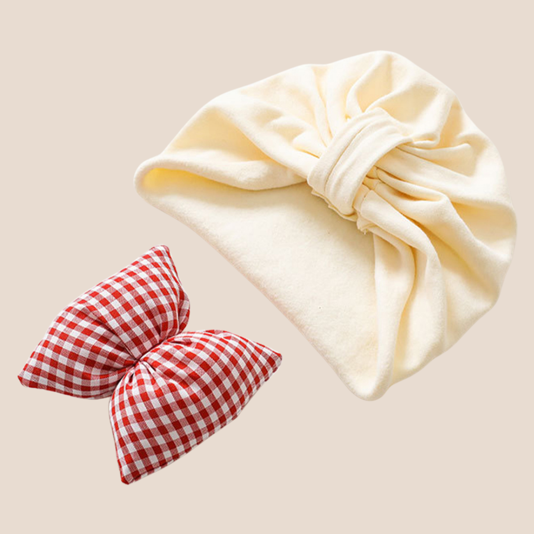 Baby Girl Christmas Cap with Plaid Bow