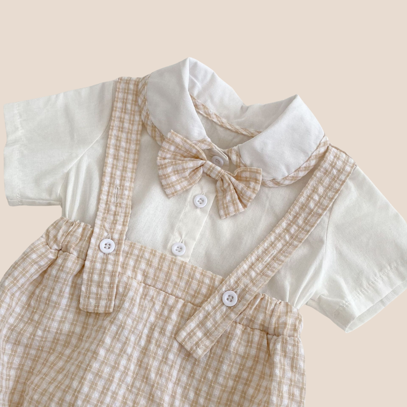 Breathable Cotton Baby Boy Romper with Suspenders