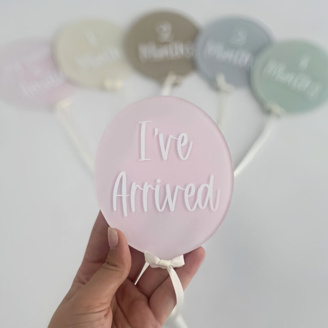Hello World Balloon Baby Announcement Sign