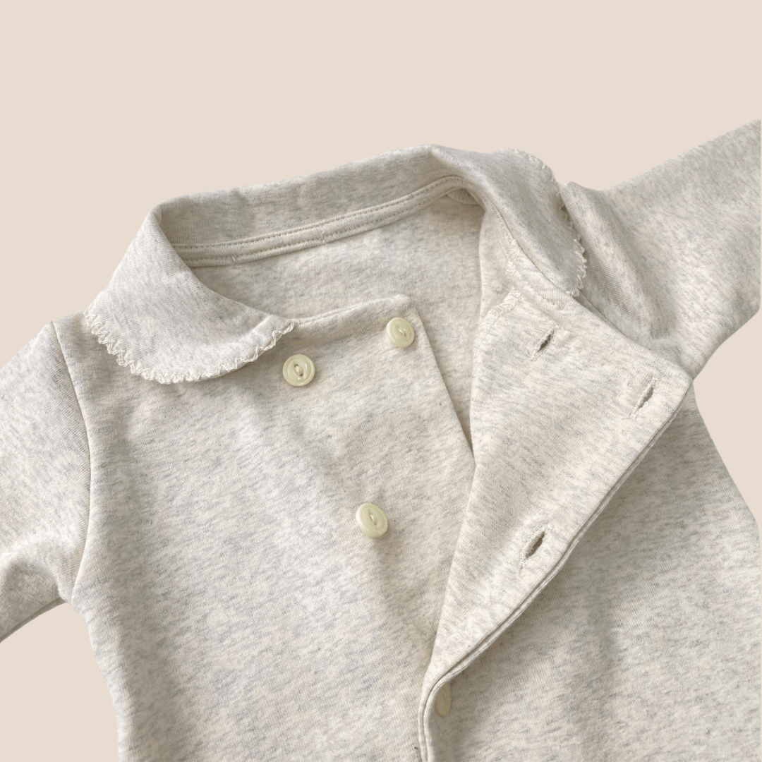 Cotton Craft baby apparel Classic Knit Cotton Footed Baby Romper with Peter Pan Collar | Size 3–6 Months Personalized and custom baby gifts
