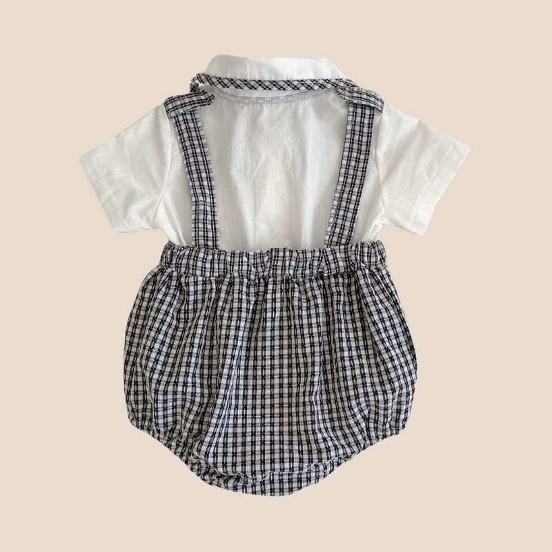 Breathable Cotton Baby Boy Romper with Suspenders