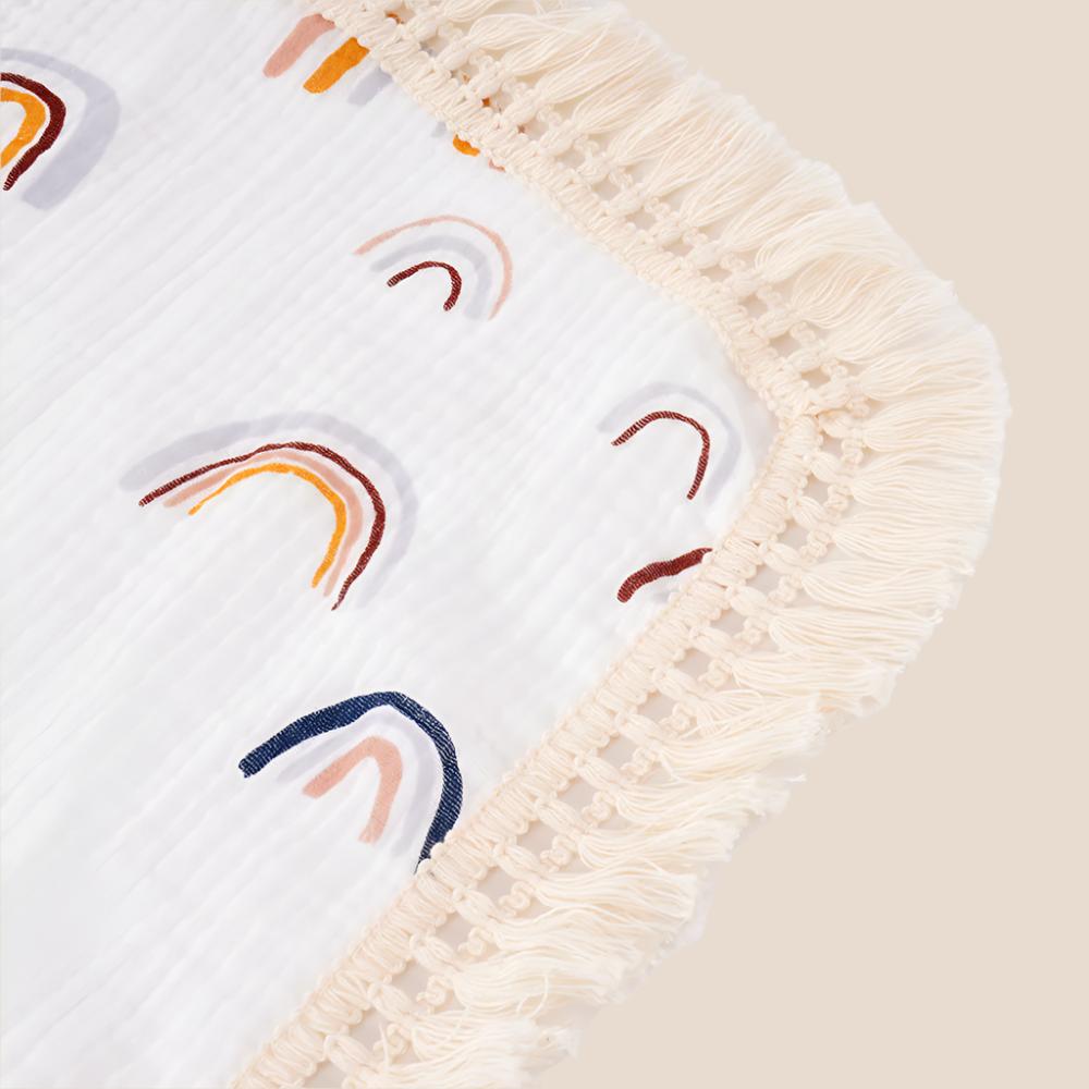 Fringed Rainbow swaddle Blanket