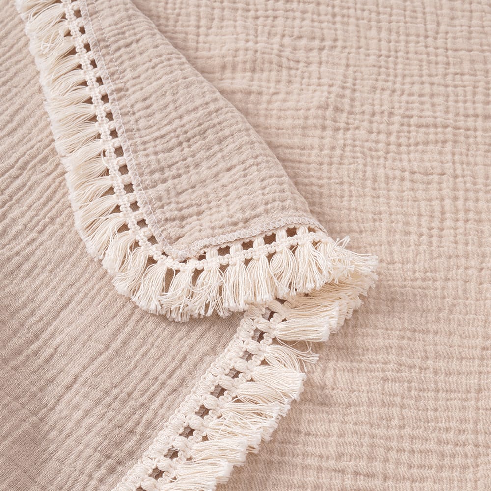 Cotton Craft fringed muslin blanket Fringed Cotton Swaddle Blanket Personalized and custom baby gifts