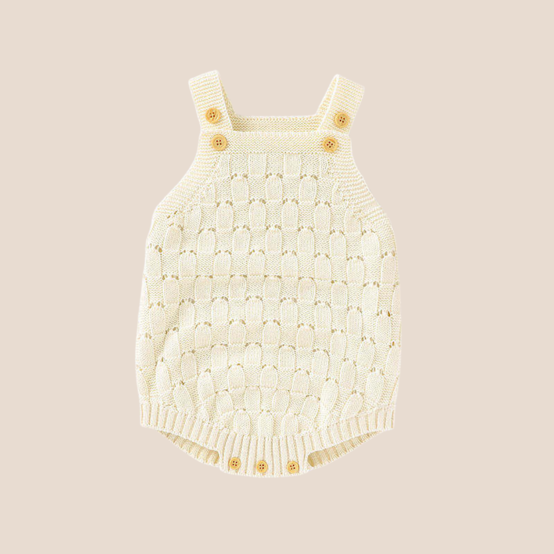 SnuggleKnit Baby Romper – Adjustable Cotton Knit One-Piece (0–6 Months)