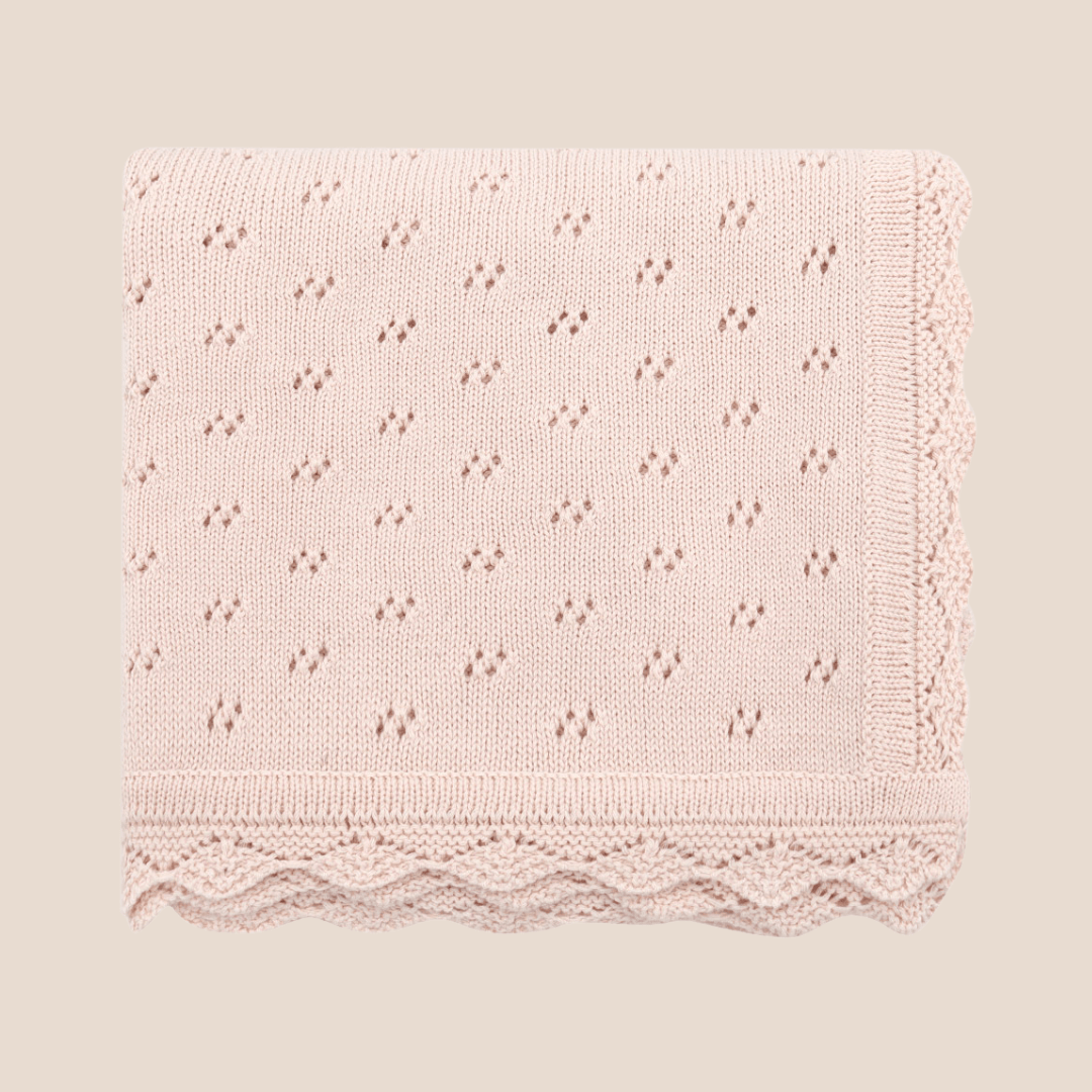 Cotton Craft baby blanket Luxe Pointelle Knit Baby Blanket – 100% Cotton Personalized and custom baby gifts