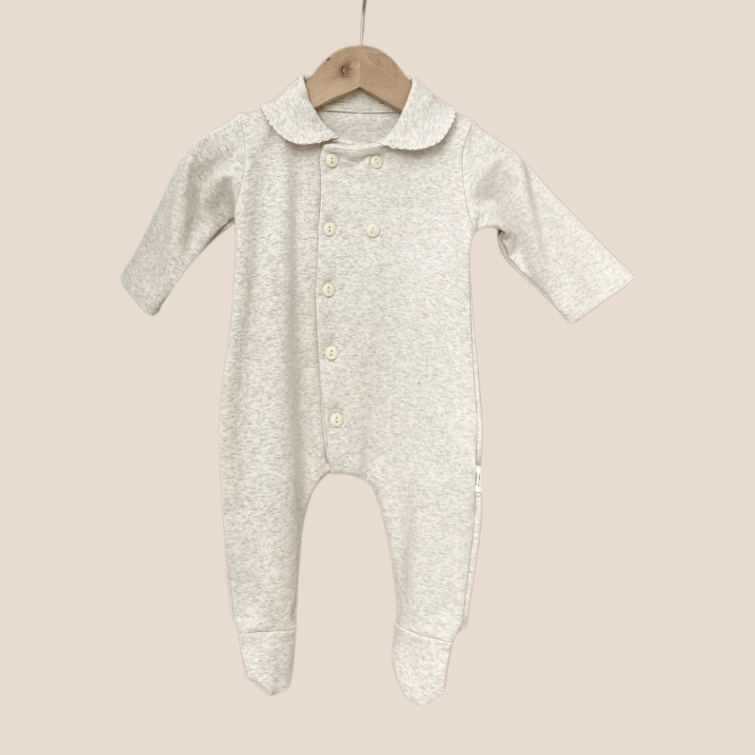 Cotton Craft baby apparel Classic Knit Cotton Footed Baby Romper with Peter Pan Collar | Size 3–6 Months Personalized and custom baby gifts