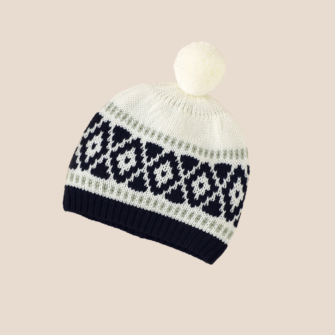 Baby Boy Jacquard Knitted Romper and Hat Set