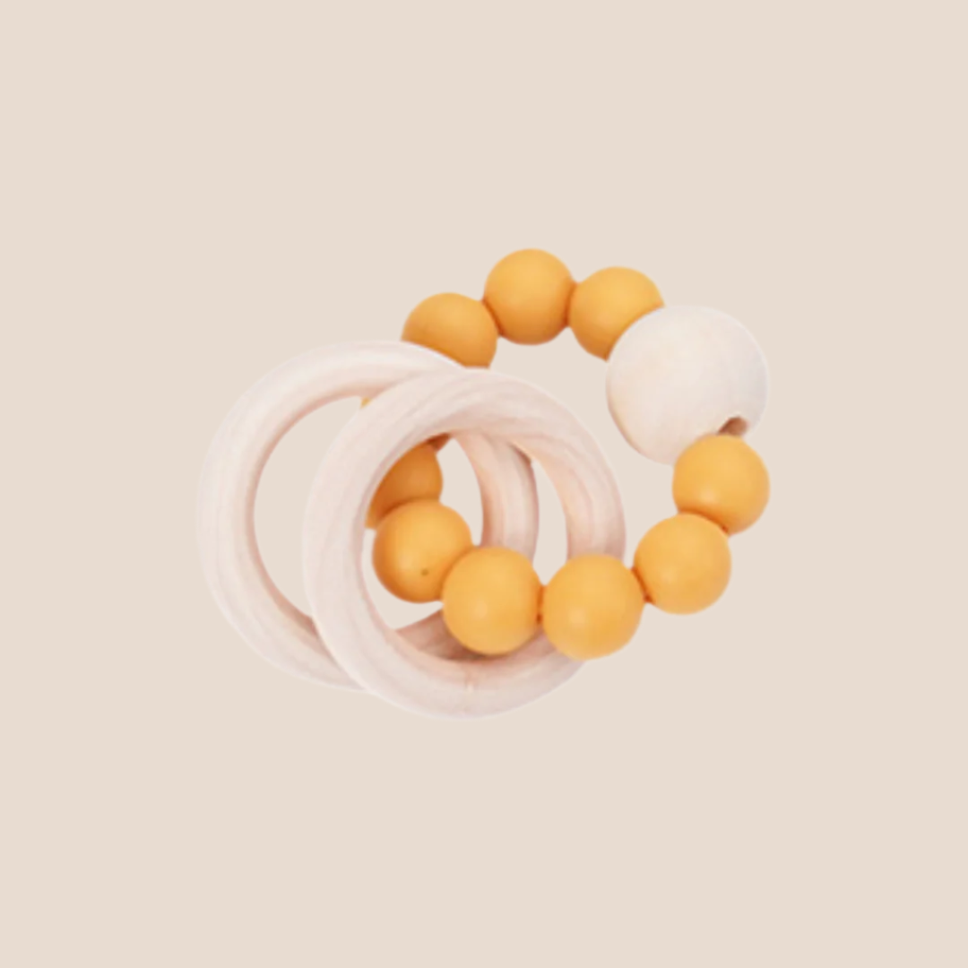 Natural Wooden and Silicone Baby Teether Ring
