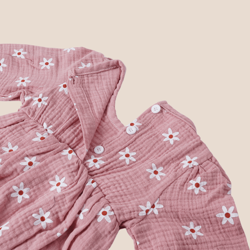 Cotton Craft baby apparel Muslin Baby Girl Romper with Matching Headband – Pink Daisy | 3–6 Months Personalized and custom baby gifts