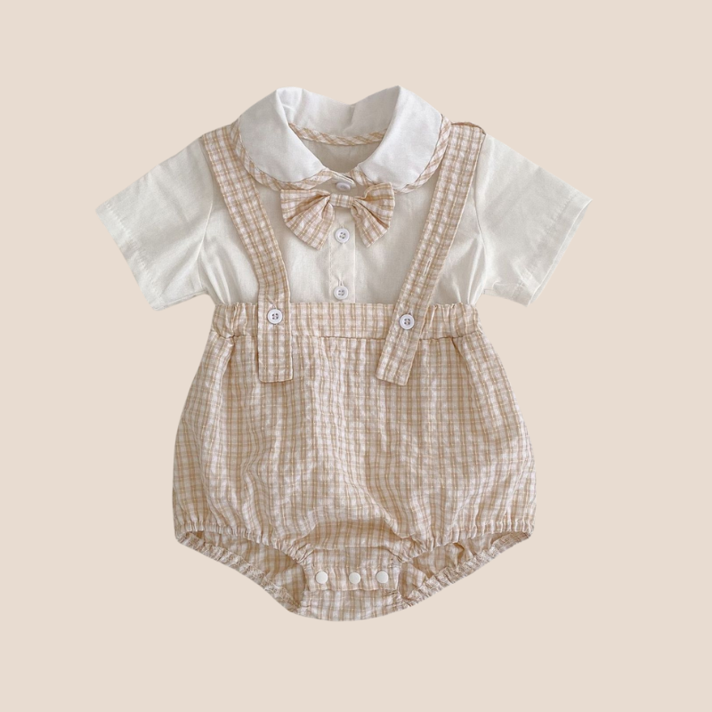 Breathable Cotton Baby Boy Romper with Suspenders