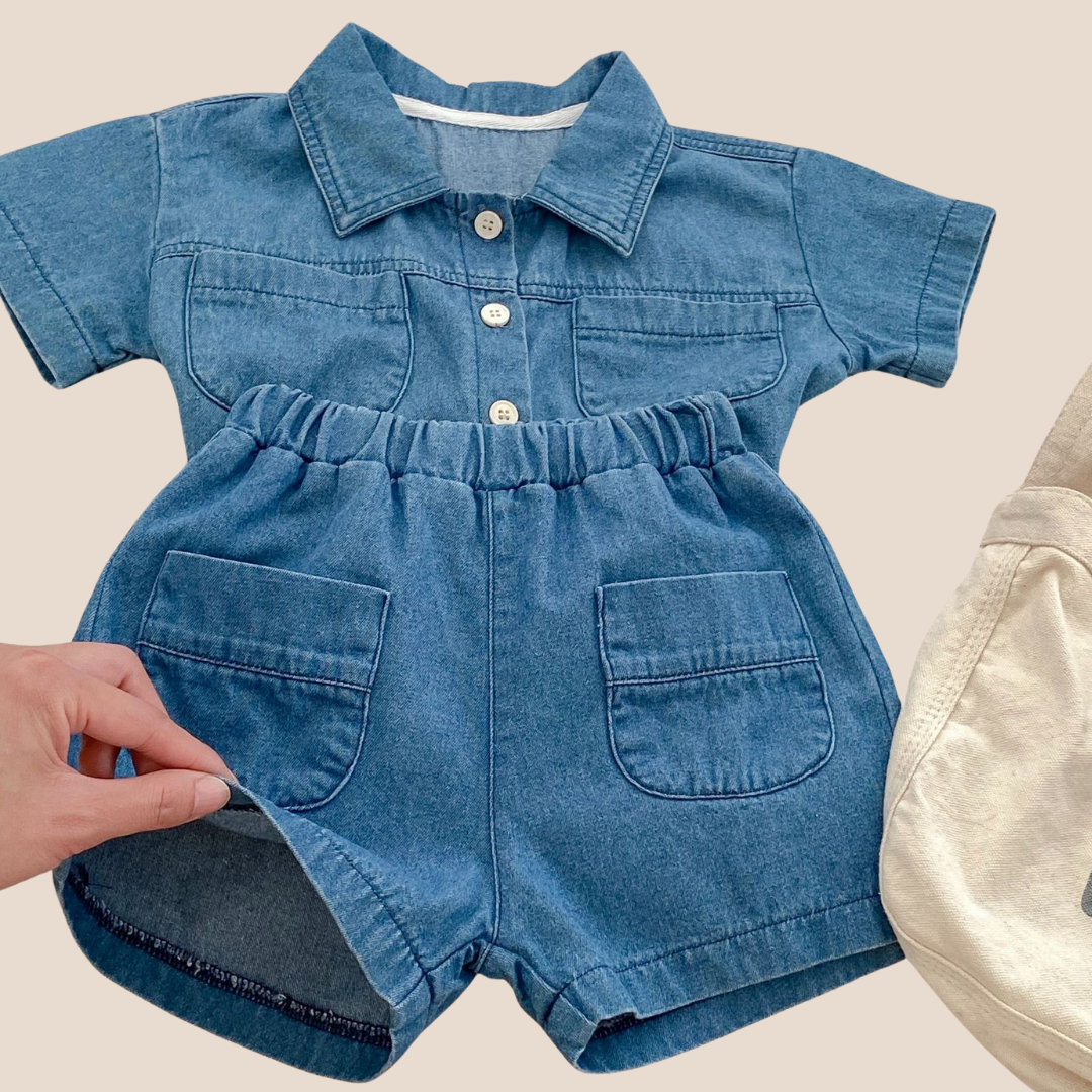 Baby Denim Shirt & Shorts Set – Unisex Baby Outfit 0-3 Months