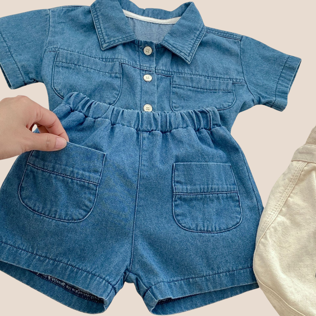 Baby Denim Shirt & Shorts Set – Unisex Baby Outfit 0-3 Months