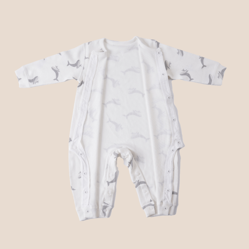 Cotton Craft baby apparel Soft Cotton Baby Romper – Whale Print Long Sleeve Jumpsuit | 3–6 Months Personalized and custom baby gifts
