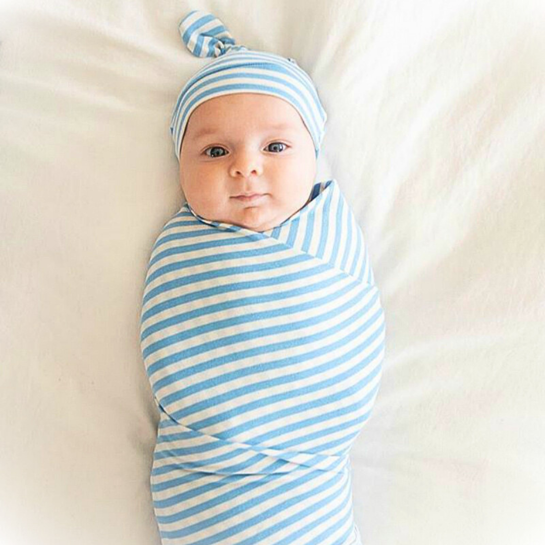 Striped Newborn Receiving Blanket & Cap Bundle
