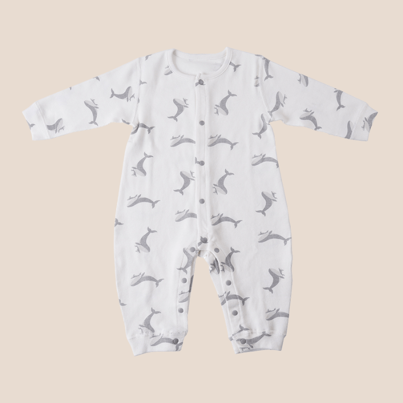 Cotton Craft baby apparel Soft Cotton Baby Romper – Whale Print Long Sleeve Jumpsuit | 3–6 Months Personalized and custom baby gifts