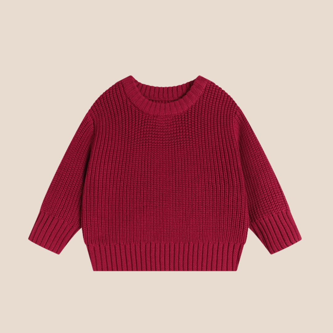 Cotton Craft baby apparel Warm Red Cotton Knit Baby Boy Sweater | Size 3–6 Months Personalized and custom baby gifts