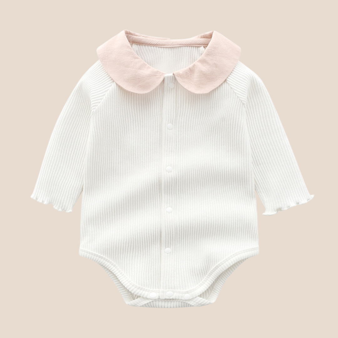 Cotton Knit Ribbed Baby Girl Romper