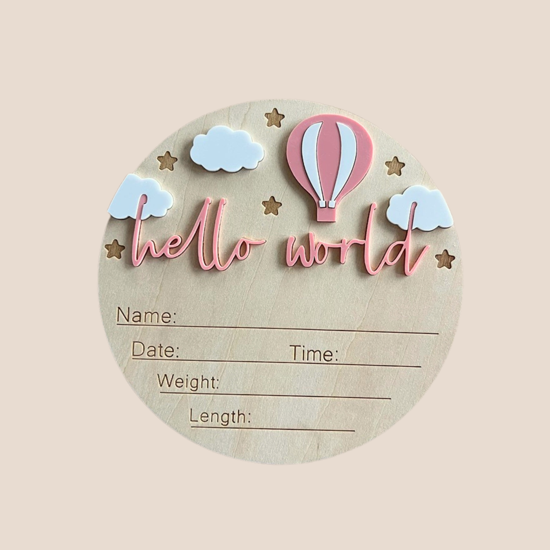 luxury newborn photo prop wooden hello world sign baby shower gift