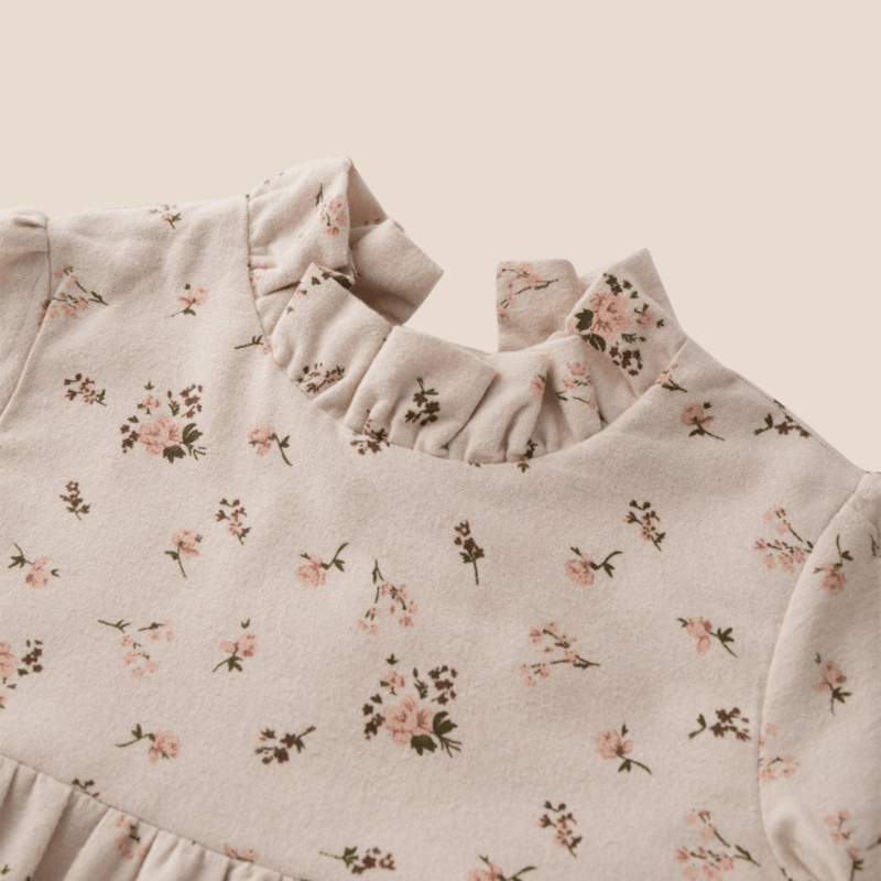 Cotton Craft baby apparel Floral Cotton Baby Girl Long Sleeve Dress Romper – Soft Pink | 3–6 Months Personalized and custom baby gifts