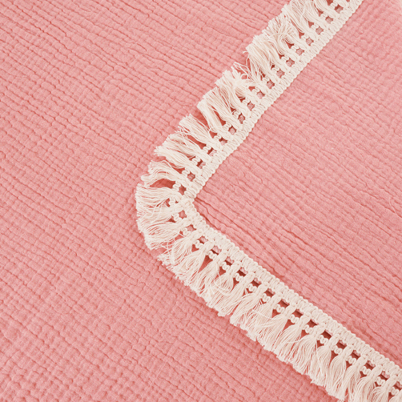 Cotton Craft 100% Cotton baby swaddle Fringed Muslin Cotton Baby Swaddle Blanket – Soft Pink Personalized and custom baby gifts