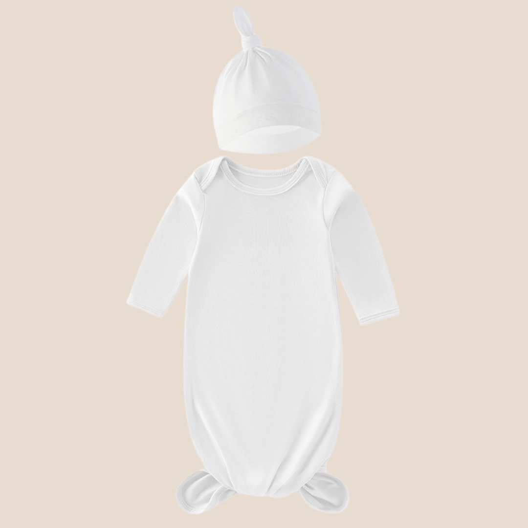 Cotton Craft baby apparel Cotton Cloud Newborn Baby Knotted Gown & Beanie Set Personalized and custom baby gifts