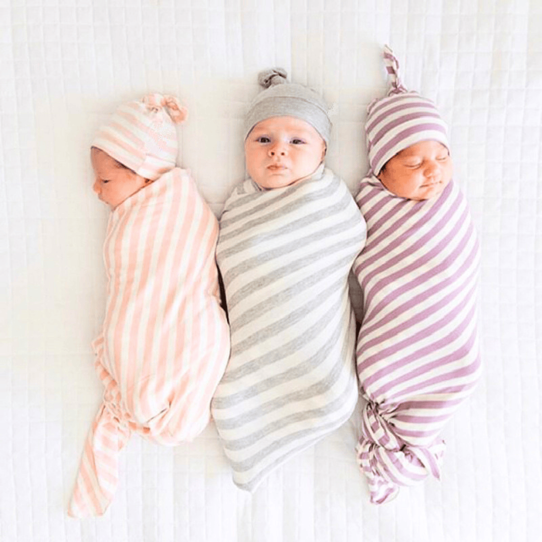 Cotton Craft baby blanket set Striped Newborn Receiving Blanket & Cap Bundle Personalized and custom baby gifts