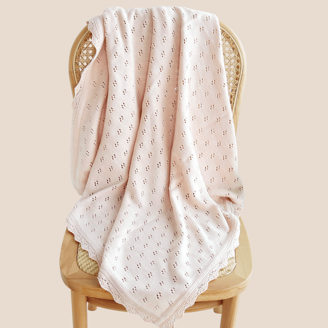 Cotton Craft baby blanket Luxe Pointelle Knit Baby Blanket – 100% Cotton Personalized and custom baby gifts